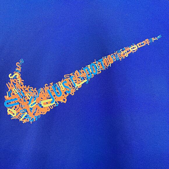 Nike Just Do It Swoosh Logo Tech Hoodie Blue Fleece Therma Fit Mens Medium - Picture 3 of 7